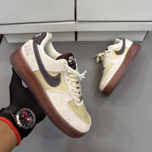 Premium quality Nike Air Force 1 Low Coffee first copy shoes with coffee brown and cream shades, classic design and cash on delivery from Martify