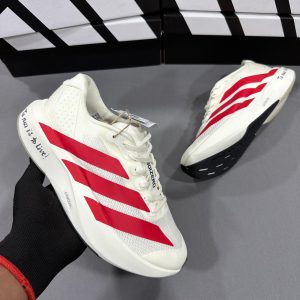 Premium quality Adidas Adizero Evo SL White Red first copy shoes in white mesh with red accents, available with cash on delivery from Martify