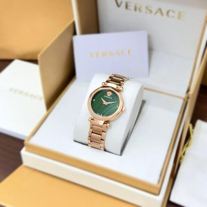 Versace Women’s Rose Gold First Copy Watch rose gold bracelet green dial
