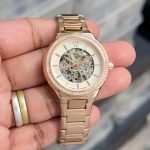 Fossil Eevie Automatic BQ3781 First Copy Watch rose gold skeleton dial bracelet pavé bezel