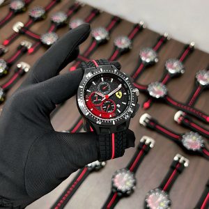 Scuderia Ferrari Race Red-Black First Copy Chronograph Watch red-black dial silicon strap racing design