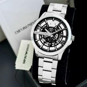 Armani Exchange Dress Automatic Skeleton First Copy Watch steel bracelet open skeleton dial brand box