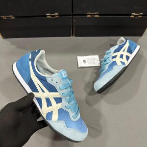 Premium quality Onitsuka Tiger Serrano Arctic Sky first copy shoes with blue suede upper and white stripes, available with cash on delivery from Martify