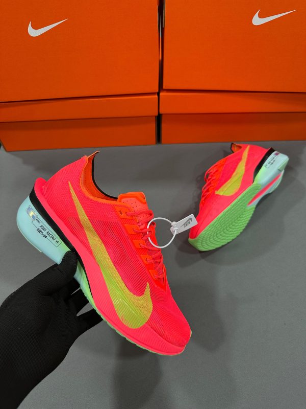 Premium quality Nike Vaporfly 4 Proto Orange first copy shoes with neon orange mesh and yellow swoosh, available with cash on delivery from Martify
