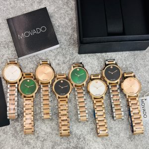 Movado Womens Slim Edge Rose Gold First Copy Watch minimalist dial black bracelet slim ladies