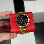 Edifice Men’s Full Gold Round Dial First Copy Watch with gold metal chain and detailed chronograph-style dial