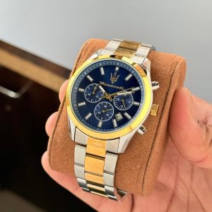 Maserati Men’s Attrazione Chronograph First Copy Watch Navy Dial Two Tone Stainless Steel Strap
