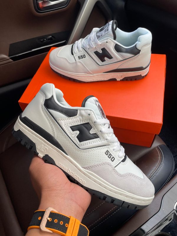 New Balance 550 White Black First Copy Shoes side view white black color