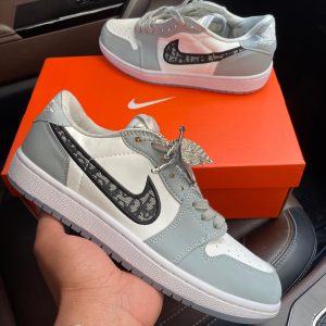 Nike Air Jordan 1 Low Dior Grey First Copy Shoes front angle