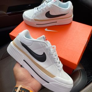 Nike Court Legacy White Black First Copy Shoes front angle