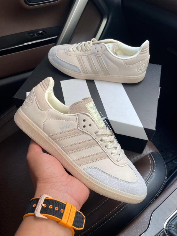 Samba Beige Cream First Copy Shoes premium beige low top sneakers with suede toe casual wear India COD available