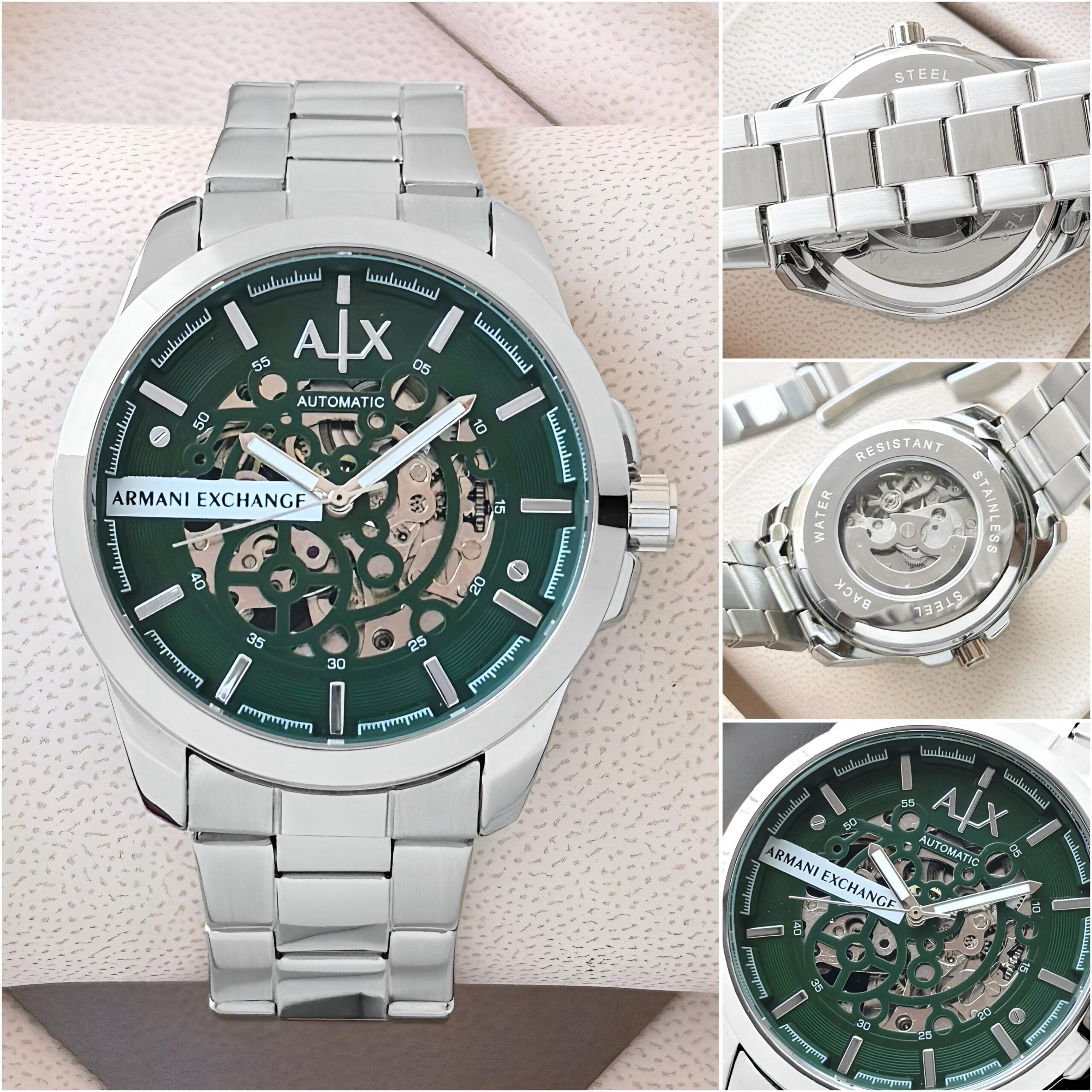 Armani Exchange Hampton Automatic Green Skeleton first copy Watch 43mm for Men