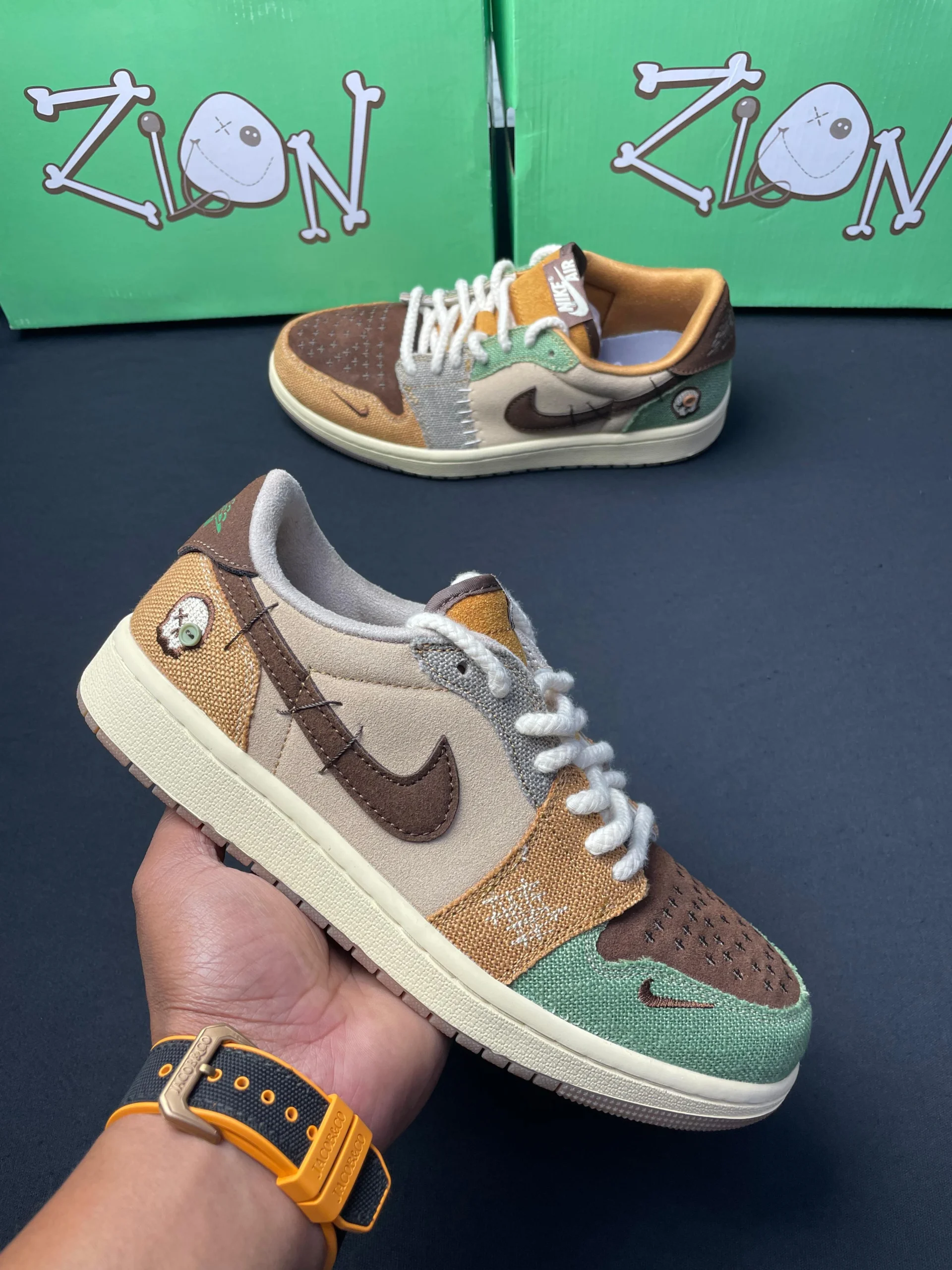 Nike Air Jordan 1 Low Zion Voodoo first copy shoes unique stitched design