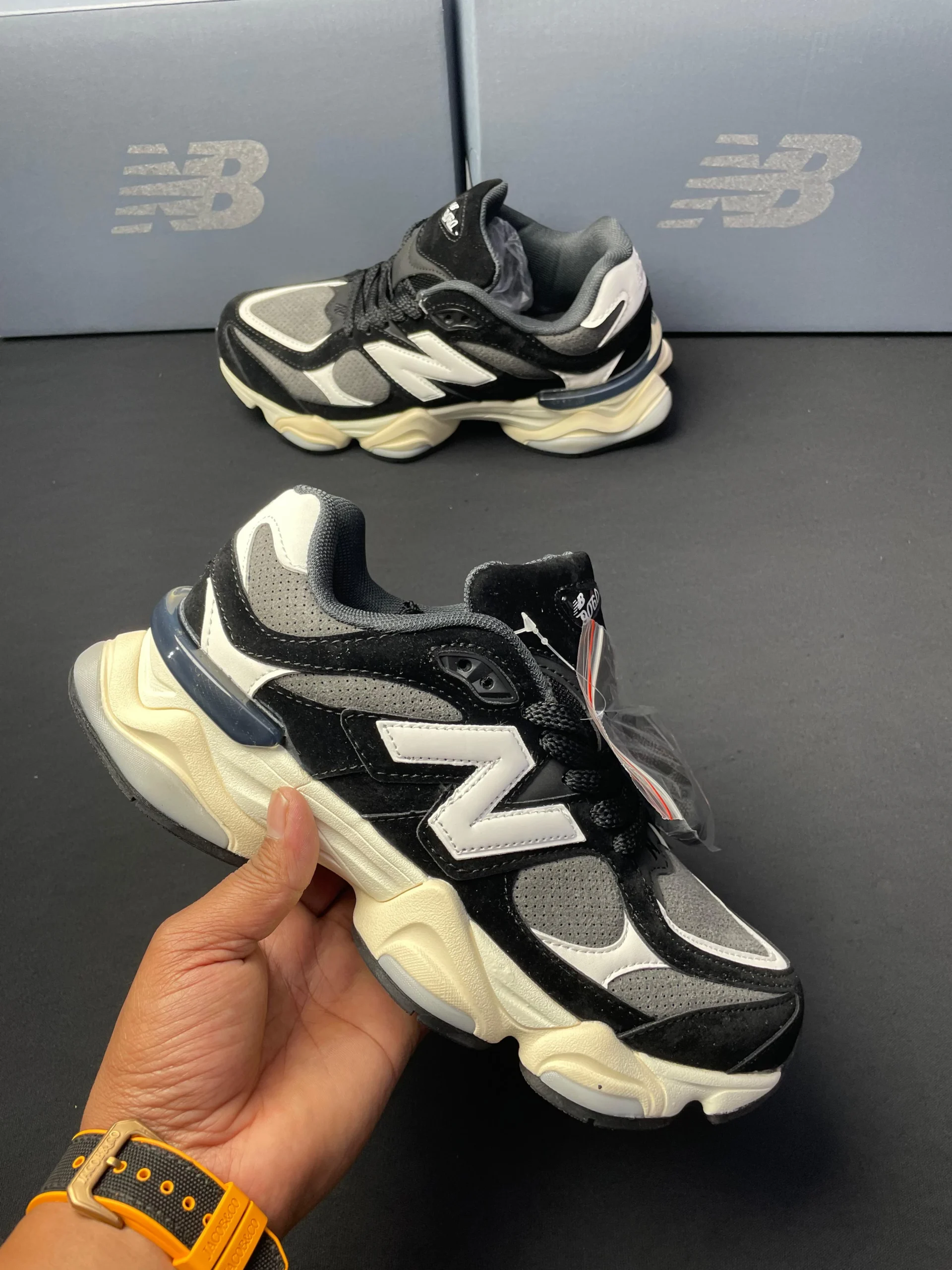 New Balance 9060 Brown Black first copy shoes chunky sneaker side view