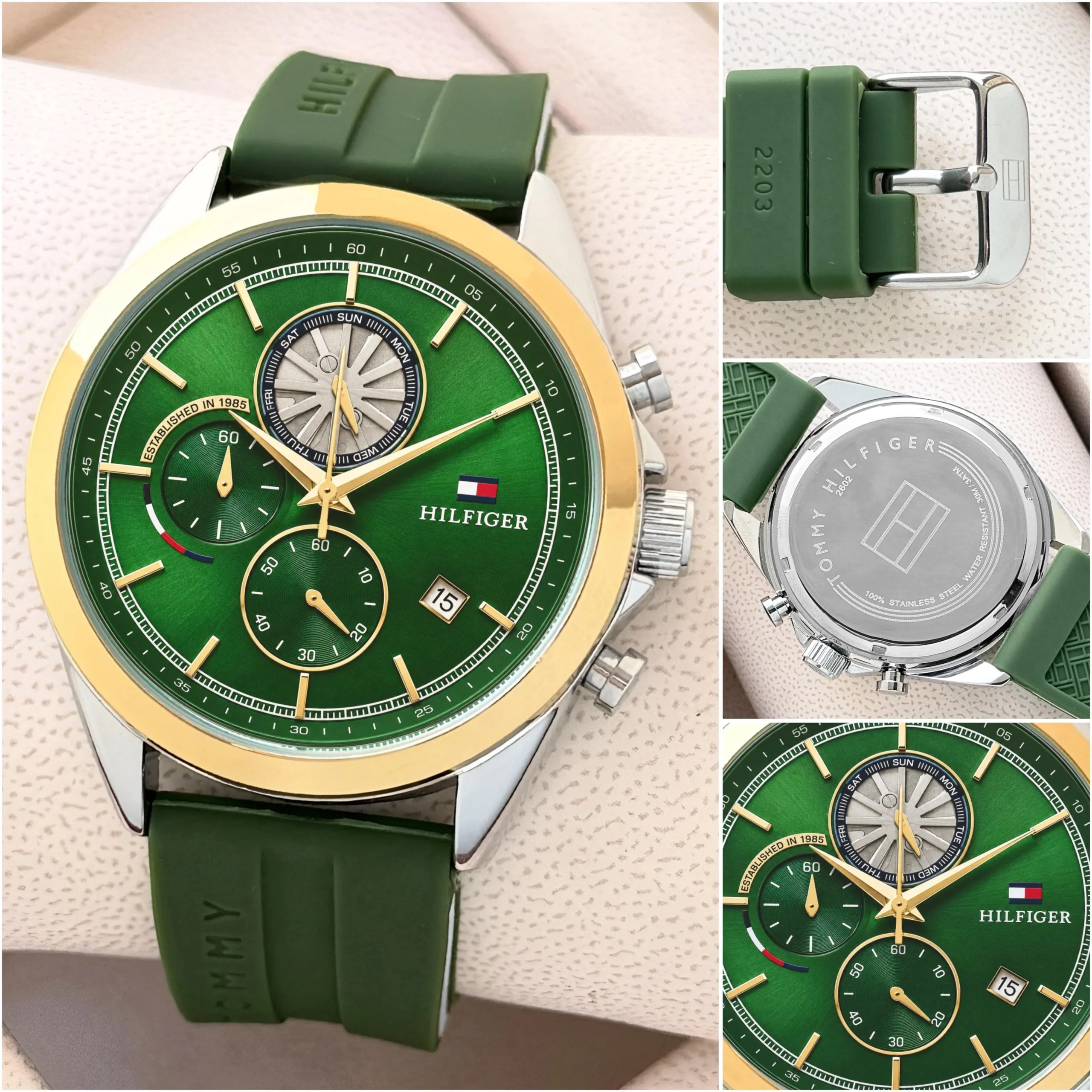 Tommy Hilfiger Green Dial Silicone Strap First Copy Watch