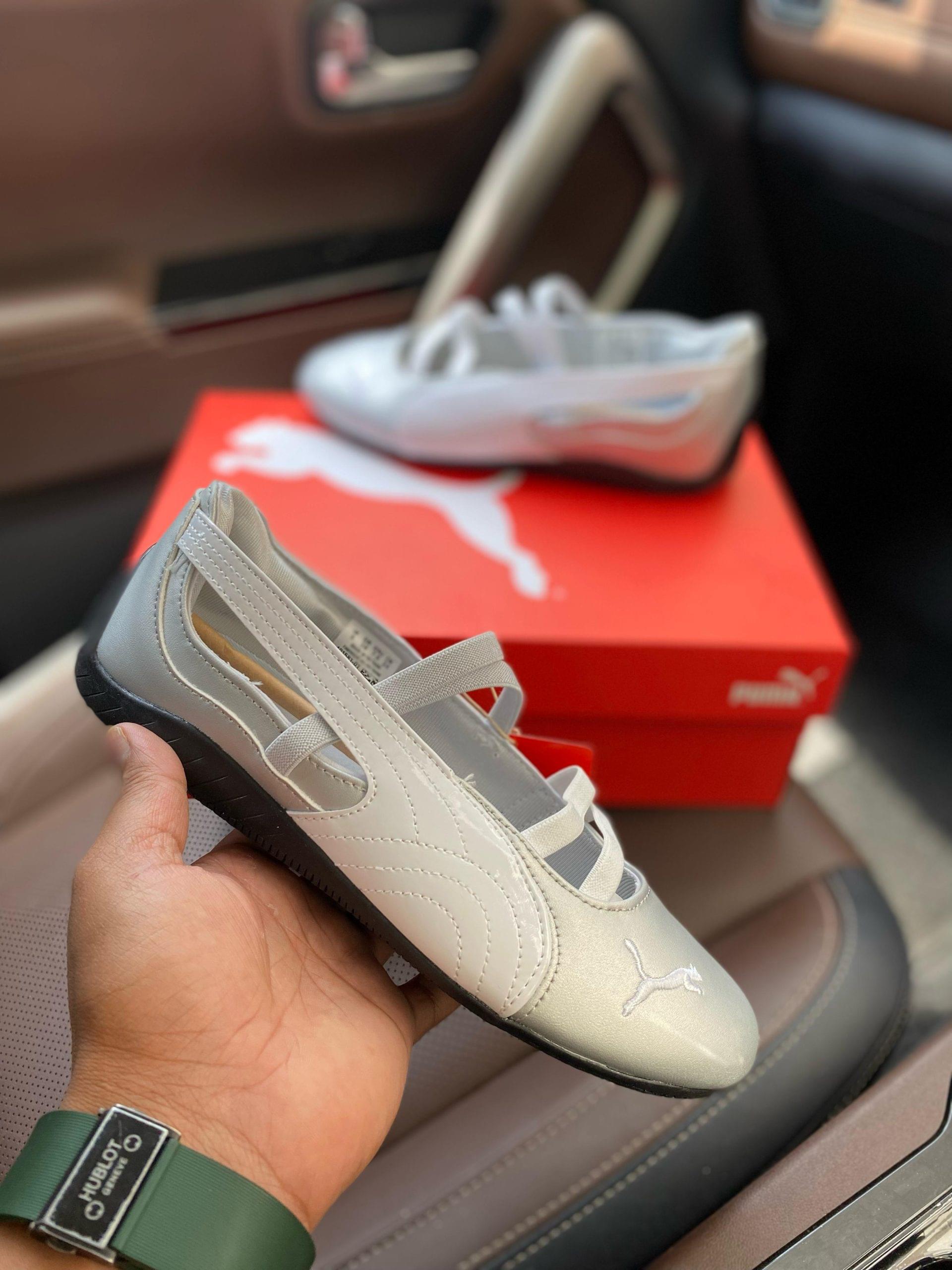 Silver and White Puma Speedcat Ballet First Copy Shoe - Martify