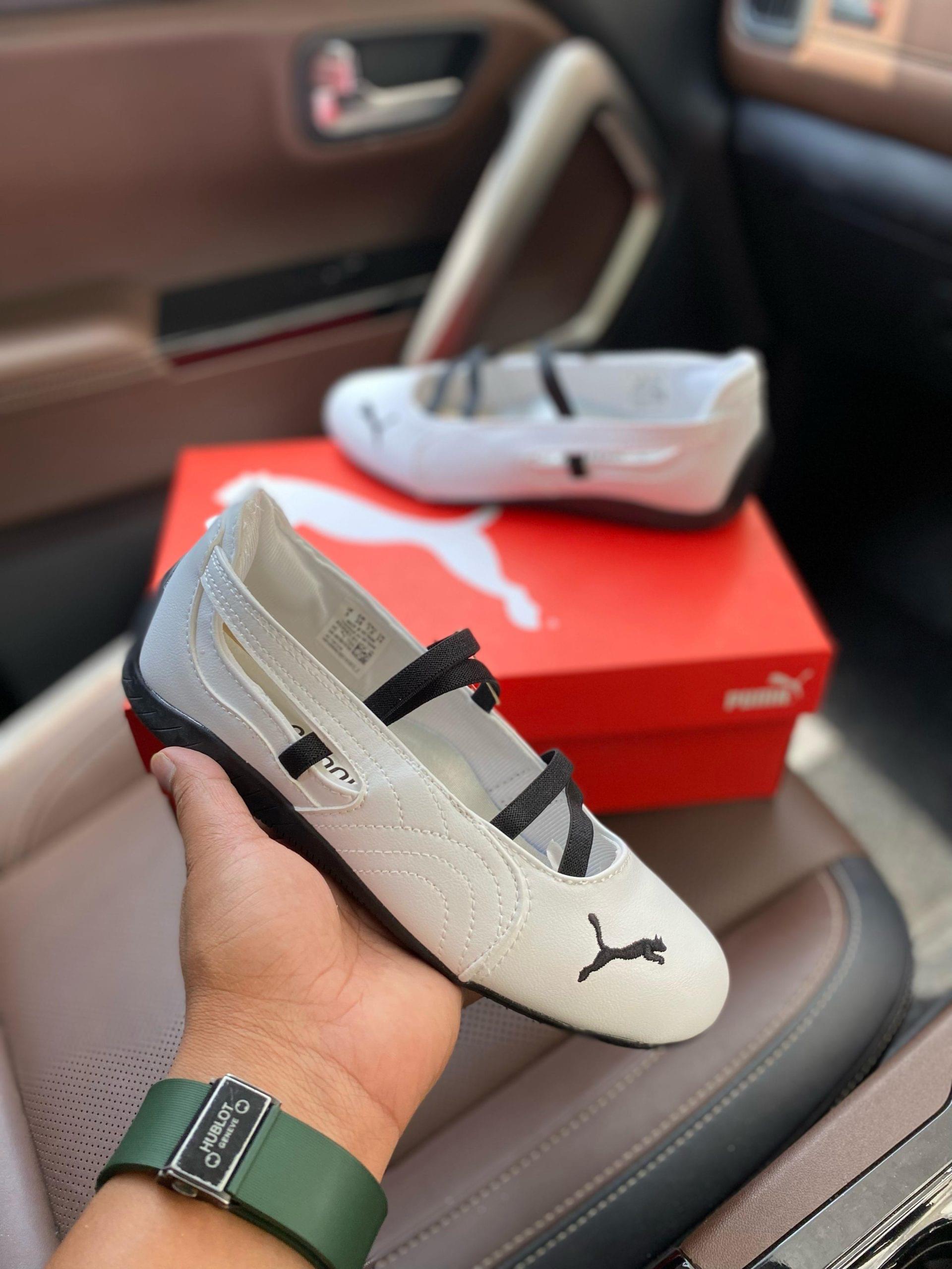 White and Black Puma Speedcat Ballet First Copy Shoe - Martify