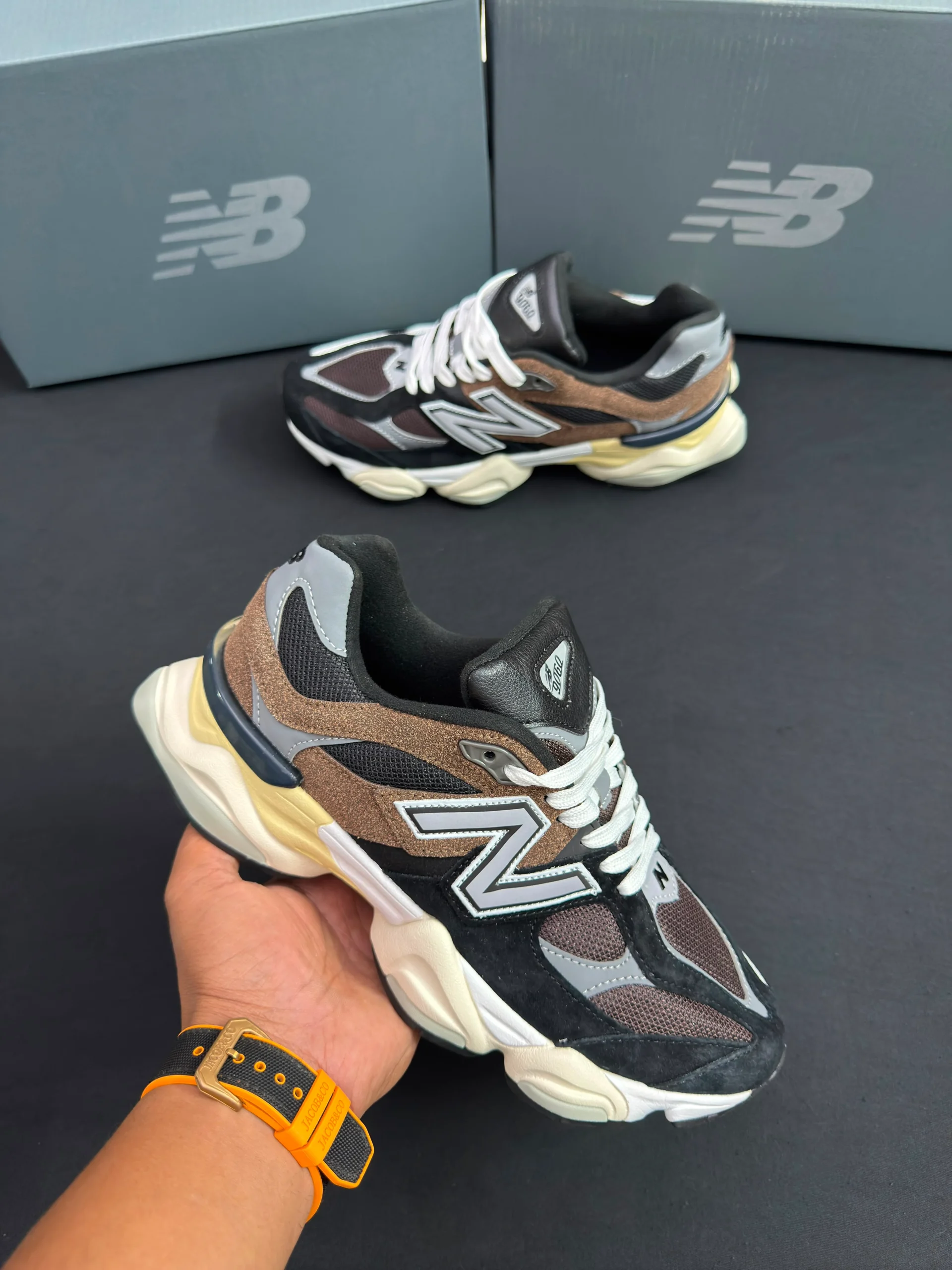 New Balance 9060 Concrete Brown Black First Copy Shoes