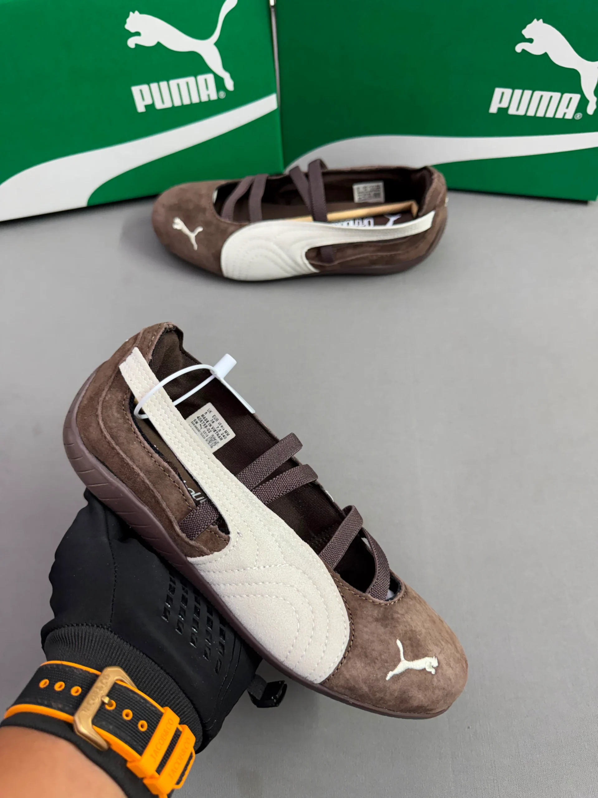 Puma Speedcat Ballet Brown Cream First Copy Shoes