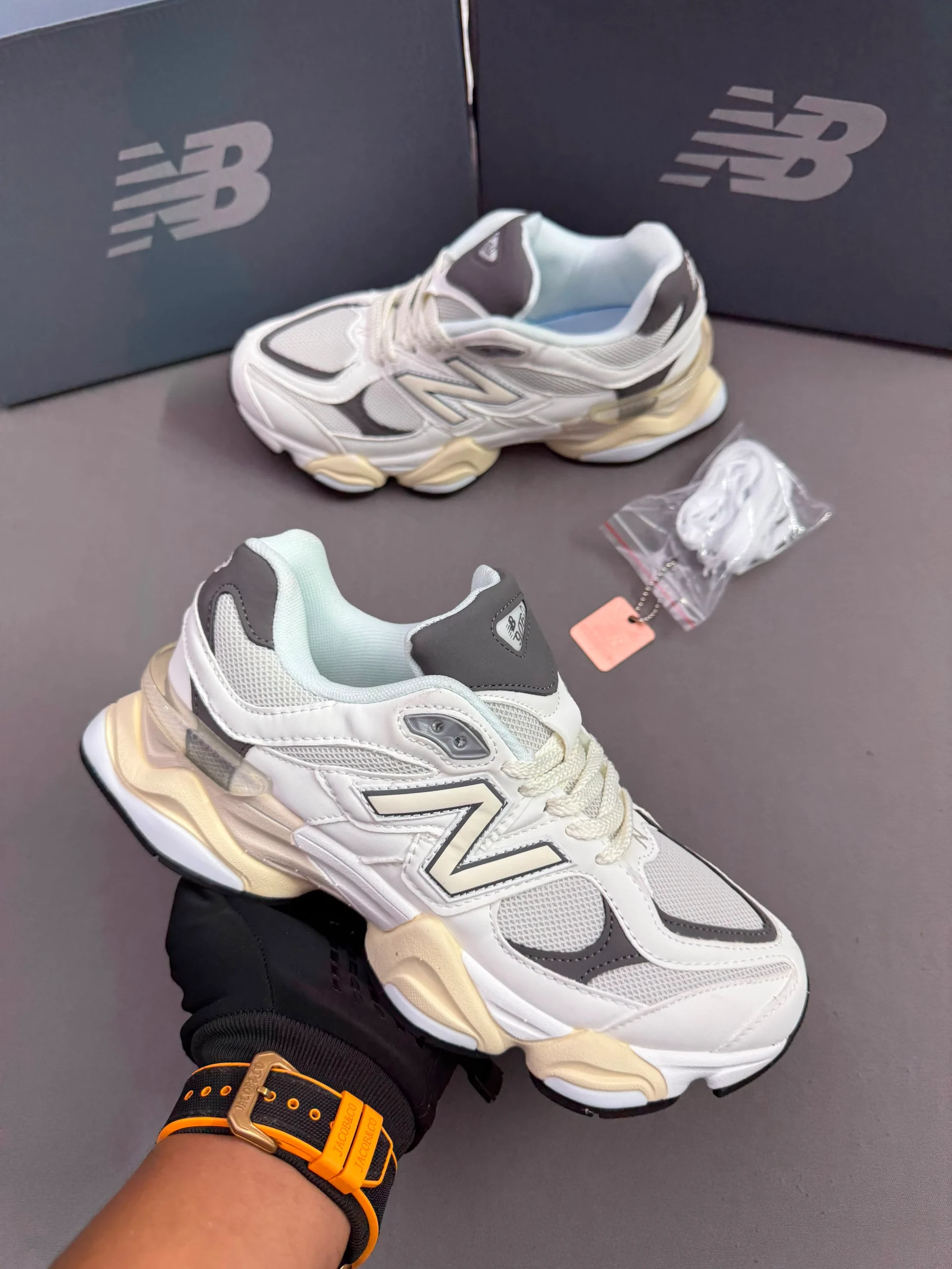 New Balance 9060 Sea Salt Grey Day First Copy Shoes
